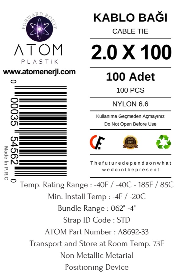 Kablo Bağı 2.0 × 100 mm toptan