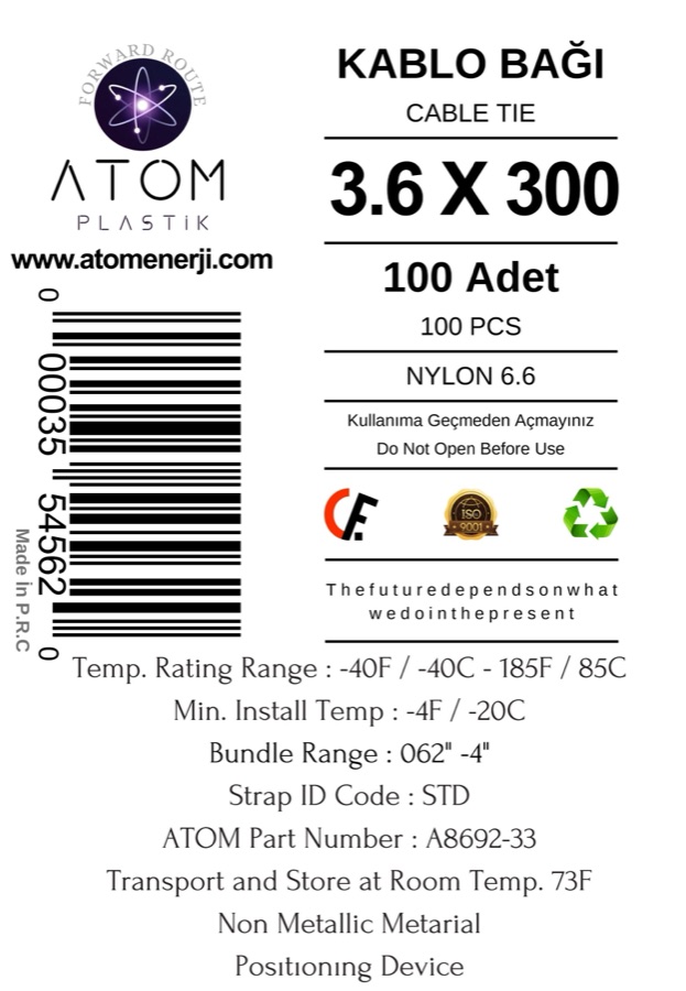 Kablo bağı toptan — ATOM Plastik